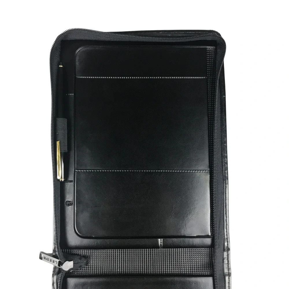 Leed's SCAN Powered By eFunds Black Zippered Padfolio Portfolio Organizer 10 x 8